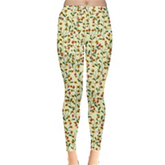 Pattern Lonely Flower On Yellow Leggings  by JustToWear