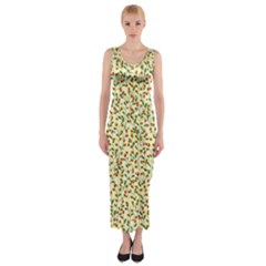 Pattern Lonely Flower On Yellow Fitted Maxi Dress by JustToWear