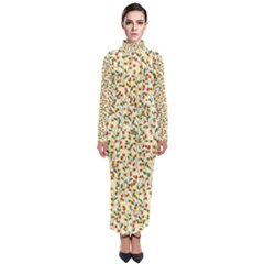 Pattern Lonely Flower On Yellow Turtleneck Maxi Dress by JustToWear