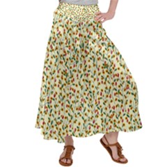 Pattern Lonely Flower On Yellow Satin Palazzo Pants by JustToWear