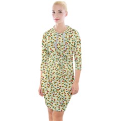 Pattern Lonely Flower On Yellow Quarter Sleeve Hood Bodycon Dress by JustToWear