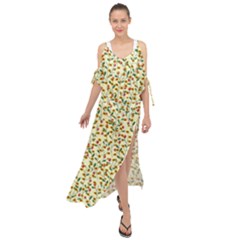 Pattern Lonely Flower On Yellow Maxi Chiffon Cover Up Dress by JustToWear