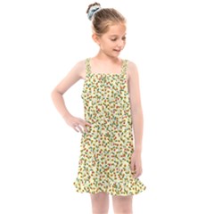 Pattern Lonely Flower On Yellow Kids  Overall Dress by JustToWear