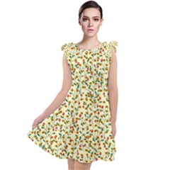 Pattern Lonely Flower On Yellow Tie Up Tunic Dress by JustToWear