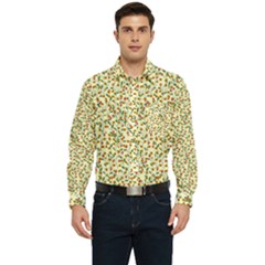 Pattern Lonely Flower On Yellow Men s Long Sleeve Pocket Shirt  by JustToWear