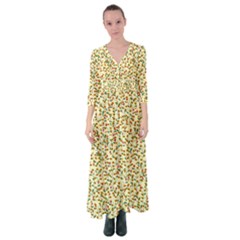 Pattern Lonely Flower On Yellow Button Up Maxi Dress by JustToWear