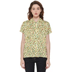 Pattern Lonely Flower On Yellow Short Sleeve Pocket Shirt