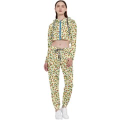 Pattern Lonely Flower On Yellow Cropped Zip Up Lounge Set