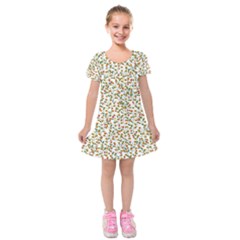 Lonely Flower On White Kids  Short Sleeve Velvet Dress