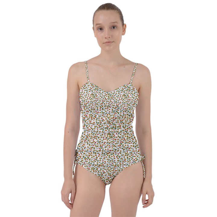 Lonely flower on white Sweetheart Tankini Set