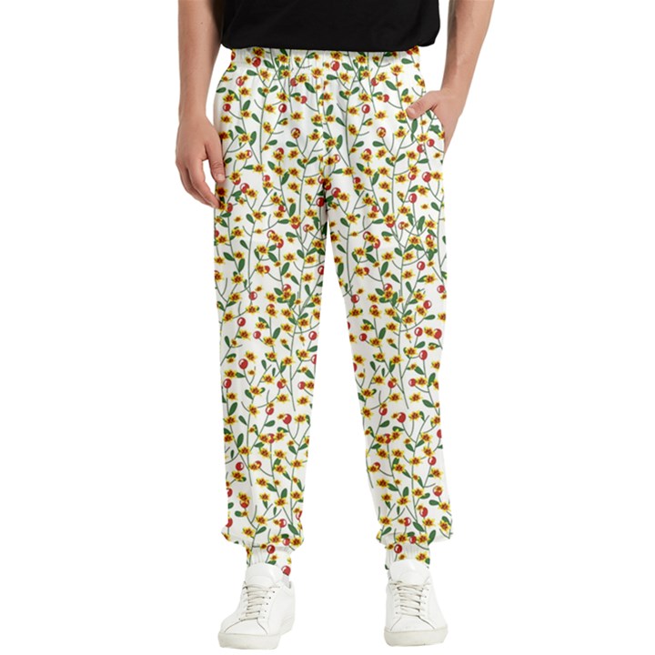 Lonely flower on white Men s Elastic Waist Pants