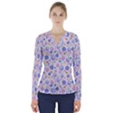 Watercolor Dandelions V-Neck Long Sleeve Top View1