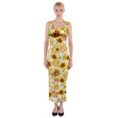 Lonely Flower Populated Fitted Maxi Dress by JustToWear