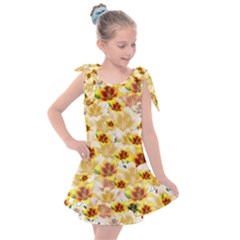 Lonely Flower Populated Kids  Tie Up Tunic Dress by JustToWear