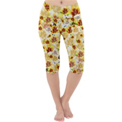 Lonely Flower Populated Lightweight Velour Cropped Yoga Leggings by JustToWear