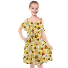 Lonely Flower Populated Kids  Cut Out Shoulders Chiffon Dress by JustToWear