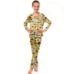 Lonely Flower Populated Kid s Satin Long Sleeve Pajamas Set