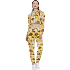 Lonely Flower Populated Cropped Zip Up Lounge Set by JustToWear