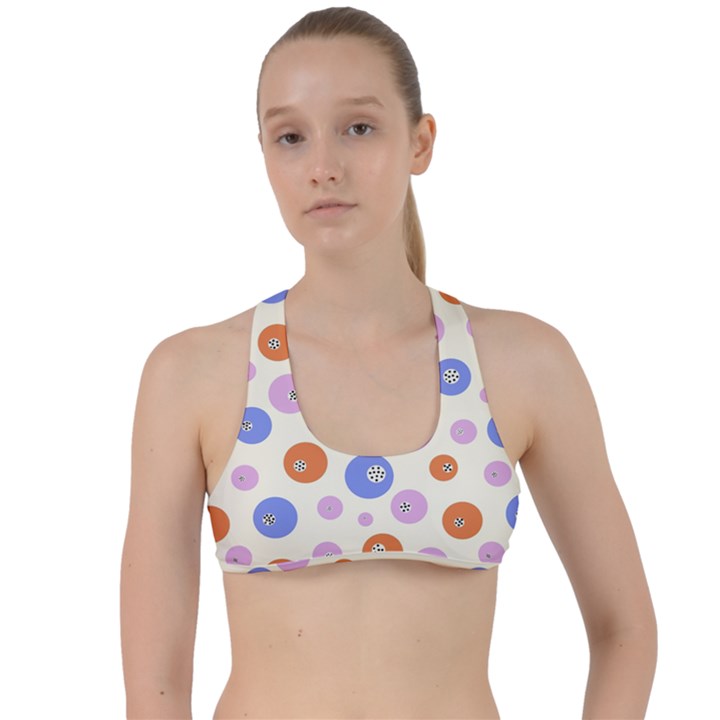 Multicolored Circles Criss Cross Racerback Sports Bra