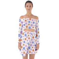 Multicolored Circles Off Shoulder Top With Skirt Set by SychEva