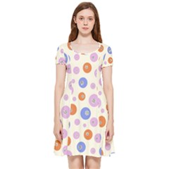 Multicolored Circles Inside Out Cap Sleeve Dress by SychEva