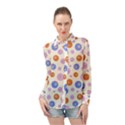 Multicolored Circles Long Sleeve Chiffon Shirt View1