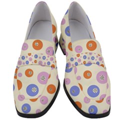 Multicolored Circles Women s Chunky Heel Loafers by SychEva