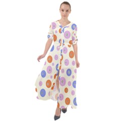 Multicolored Circles Waist Tie Boho Maxi Dress by SychEva