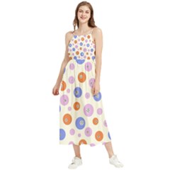 Multicolored Circles Boho Sleeveless Summer Dress