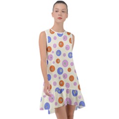 Multicolored Circles Frill Swing Dress by SychEva