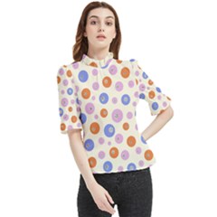 Multicolored Circles Frill Neck Blouse