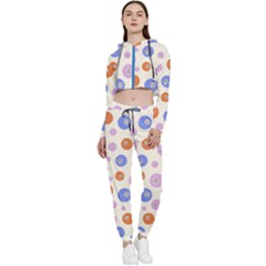 Multicolored Circles Cropped Zip Up Lounge Set by SychEva