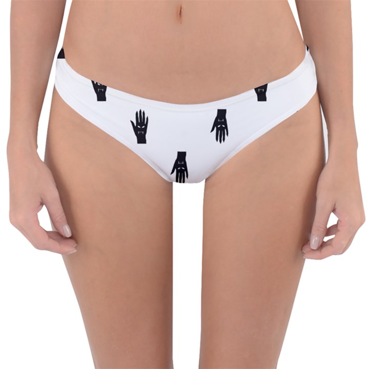 Vampire Hand Motif Graphic Print Pattern Reversible Hipster Bikini Bottoms