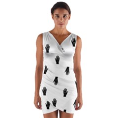 Vampire Hand Motif Graphic Print Pattern Wrap Front Bodycon Dress by dflcprintsclothing