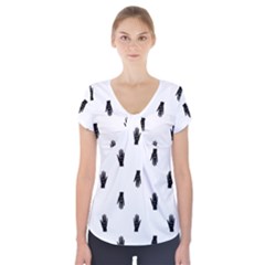 Vampire Hand Motif Graphic Print Pattern Short Sleeve Front Detail Top by dflcprintsclothing