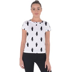 Vampire Hand Motif Graphic Print Pattern Short Sleeve Sports Top 