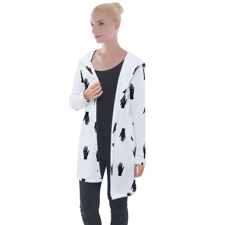 Vampire Hand Motif Graphic Print Pattern Longline Hooded Cardigan