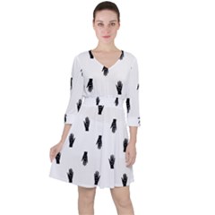 Vampire Hand Motif Graphic Print Pattern Ruffle Dress