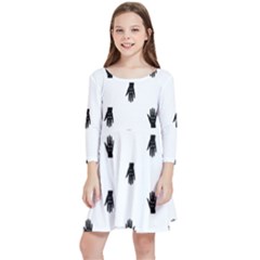 Vampire Hand Motif Graphic Print Pattern Kids  Quarter Sleeve Skater Dress