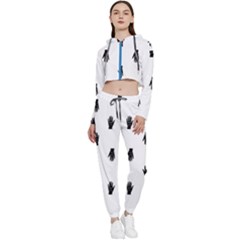 Vampire Hand Motif Graphic Print Pattern Cropped Zip Up Lounge Set