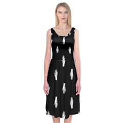 Vampire Hand Motif Graphic Print Pattern 2 Midi Sleeveless Dress by dflcprintsclothing