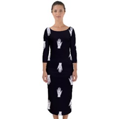 Vampire Hand Motif Graphic Print Pattern 2 Quarter Sleeve Midi Bodycon Dress by dflcprintsclothing