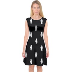 Vampire Hand Motif Graphic Print Pattern 2 Capsleeve Midi Dress by dflcprintsclothing