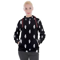 Vampire Hand Motif Graphic Print Pattern 2 Women s Hooded Pullover by dflcprintsclothing