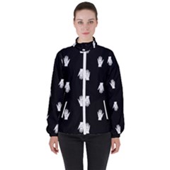 Vampire Hand Motif Graphic Print Pattern 2 Women s High Neck Windbreaker by dflcprintsclothing