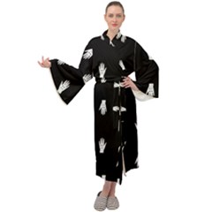 Vampire Hand Motif Graphic Print Pattern 2 Maxi Velour Kimono