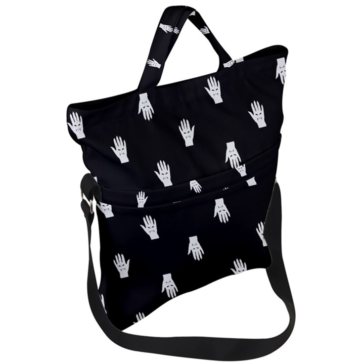 Vampire Hand Motif Graphic Print Pattern 2 Fold Over Handle Tote Bag