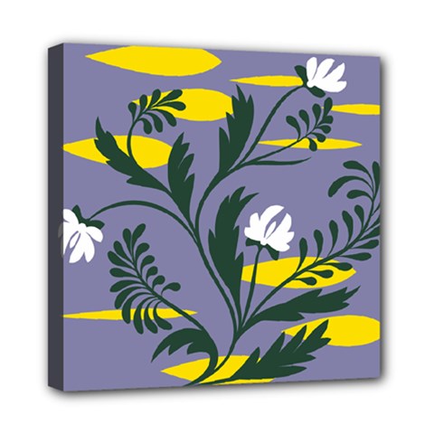 Abstract Folk Floral Art  Flowers Print, Poster   Mini Canvas 8  X 8  (stretched) by Eskimos