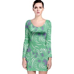 Folk Floral Pattern  Abstract Flowers Print  Seamless Pattern Long Sleeve Velvet Bodycon Dress by Eskimos