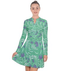 Folk Floral Pattern  Abstract Flowers Print  Seamless Pattern Long Sleeve Panel Dress by Eskimos